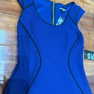 Royal Blue Dress with Black Trim